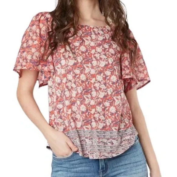 Lucky Brand Tops - Lucky Brand Flutter Sleeve Floral Blouse Size Medium
